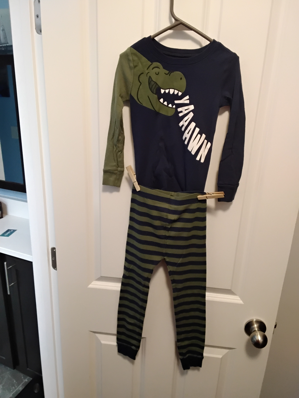 Old Navy Navy and Olive Green Dinosaur Pajama Set